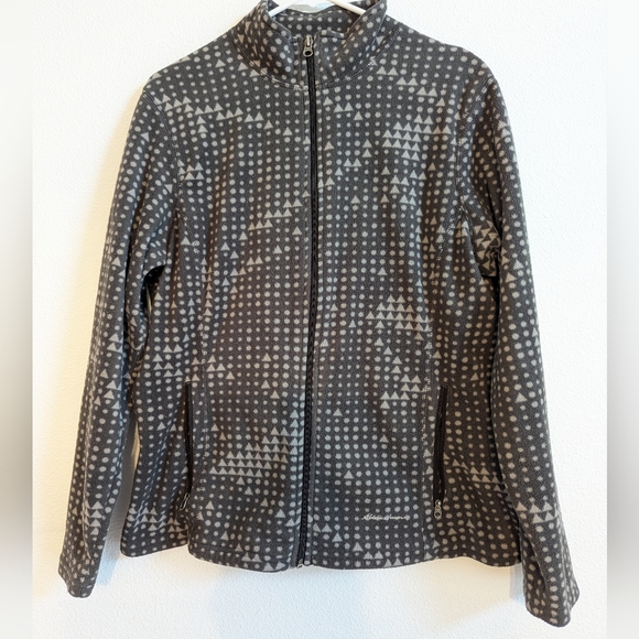 Eddie Bauer Tops - Gray Eddie Bauer Large Patterned Full-Zip Jacket